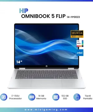 HP OmniBook 5 Flip 14-FP0023 Core™ 7 150U 512GB SSD 16GB 14" (1920x1200) TOUCHSCREEN WIN11 GLACIER SILVER Backlit Keyboard